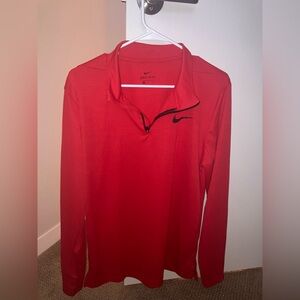 Nike Red 1/4 Zip Dri-FIT Top